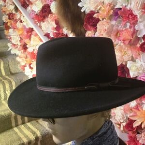 Stetson Black Fedora with Brown Band